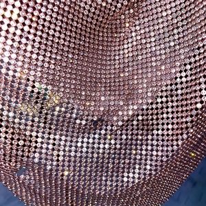 Pink rhinestone cowl neck backless shirt